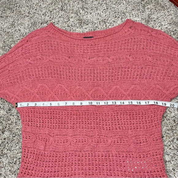 Abercrombie & Fitch Mauve Pink Mixed Open Knit Long Sleeve Sweater Small - Picture 8 of 9